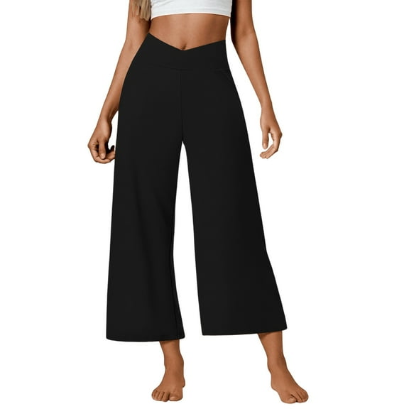 Casual Pants for Women Wide Leg Pants Woman Women's Casual Pants High Waist Loose Fit Comfortable Stretchy Joggers With Pockets Solid Color Tapered Ankle Sweatpants For Everyday Wear