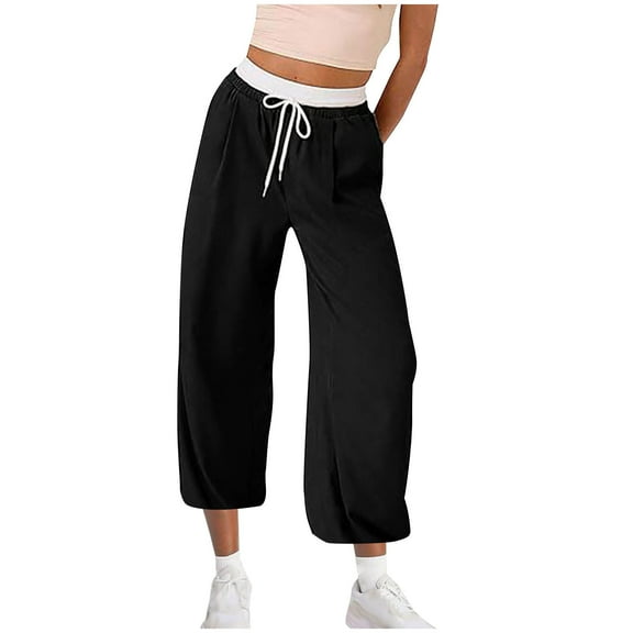 Casual Pants for Womens Elastic Waist Fashion Plus Size Solid Color Fashionable And Comfortable High Waisted Workwear Pants With 8 Pockets For Casual Wear Up to 65% off!