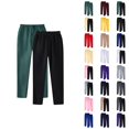 thumbnail image 1 of Casual Pants for Men 2 Pack Solid Color Elastic Waist Drawstring Straight Leg Long Pants with Pockets Trousers, 1 of 1