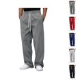 thumbnail image 1 of Casual Pants for Men 2025 Solid Color Drawstring Elastic Waist Straight Wide Leg Loose Pants with Pockets Trousers, 1 of 1