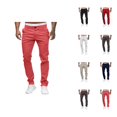 thumbnail image 1 of Casual Pants for Men 2025 Solid Color Mid Waist Slim Fit Full Length Cotton Pants with Pockets Trousers, 1 of 1