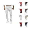 thumbnail image 1 of Casual Pants for Men 2025 Straight Leg Slim Fit Mid Waist Lounge Trousers with Pockets Mens Casual Pants, 1 of 7