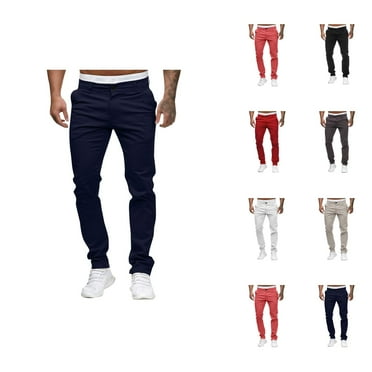 Casual Pants for Men 2025 Straight Leg Slim Fit Mid Waist Lounge Trousers with Pockets Mens Casual Pants