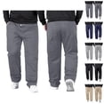 thumbnail image 1 of Casual Pants for Men Big And Tall 2026 Drawstring High Elastic Waist Loose Fit Straight Leg Stretch Trousers with Pockets, 1 of 4