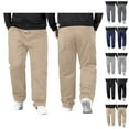 thumbnail image 1 of Casual Pants for Men Big And Tall 2026 Drawstring High Elastic Waist Loose Fit Straight Leg Stretch Trousers with Pockets, 1 of 4