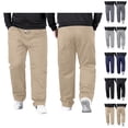 thumbnail image 1 of Casual Pants for Men Big And Tall 2026 Drawstring High Elastic Waist Stretch Straight Leg Loose Fit Trousers with Pockets, 1 of 4