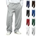 thumbnail image 1 of Casual Pants for Men Dqueduo Men's Solid Color Relaxed Fit Wide Leg Drawstring Pockets Sweatpants, S-XXXL Gray S, 1 of 10