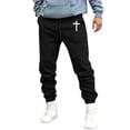 thumbnail image 1 of Casual Pants for Men Elastic Waist Drawstring Comfortable Joggers Loose Fall Winter Daily Wear Warm Slacks for Men Black L, 1 of 4