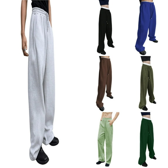 Casual Pants for Men Elastic Waist Drawstring Straight Wide Leg Comfortable Trousers with Pockets Fall Daily Wear Loose Mens Slacks GY1 M