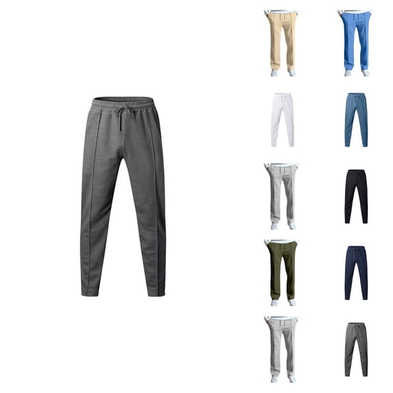 Casual Pants for Men 2025 Fashion Drawstring Elastic Waist Straight Leg Long Pants with Pockets Trousers