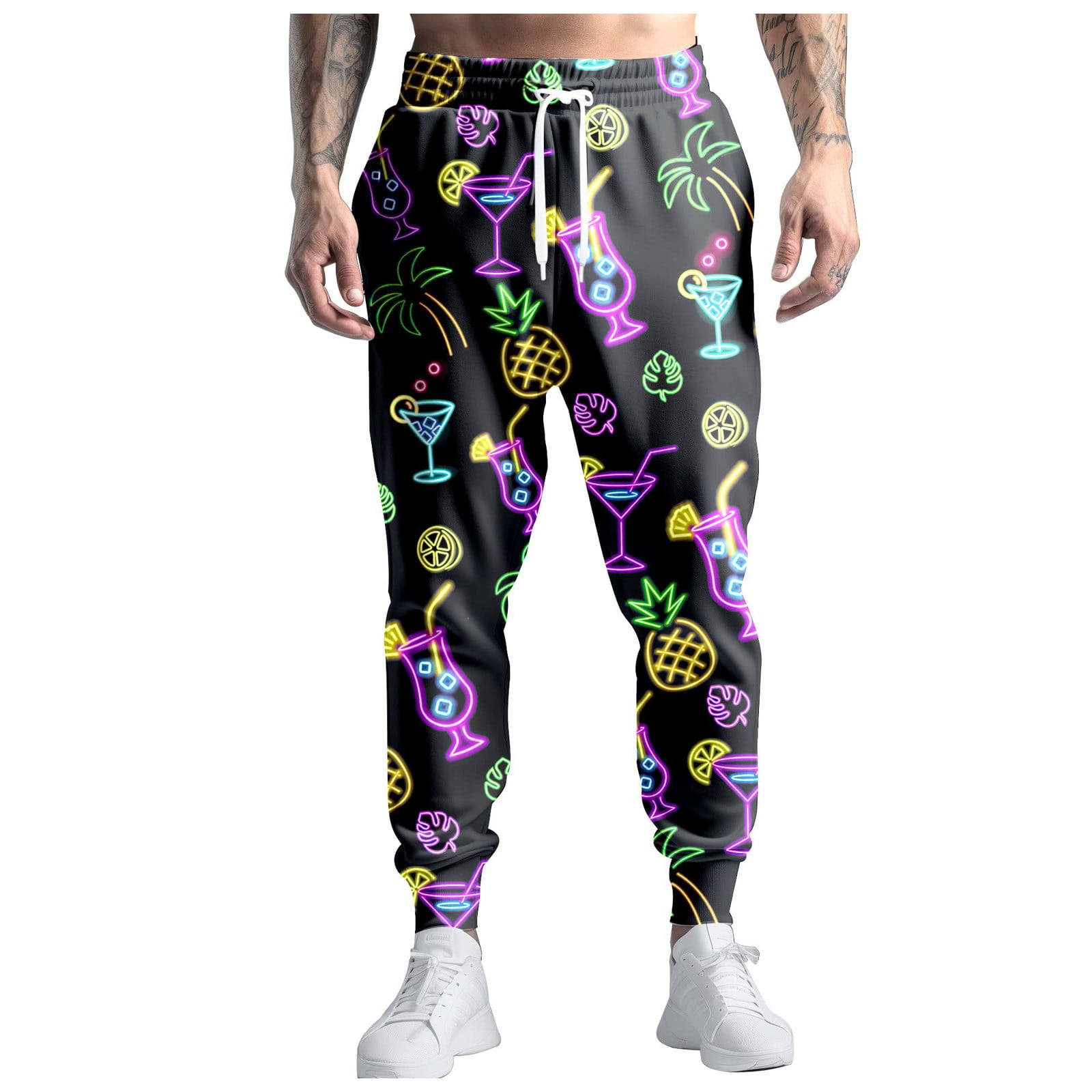 Casual Pants for Men Joggers Running Drawstring Print Mid Waist Comfortable Wear Resistant Stag Party Casual Trousers for Man Walmart