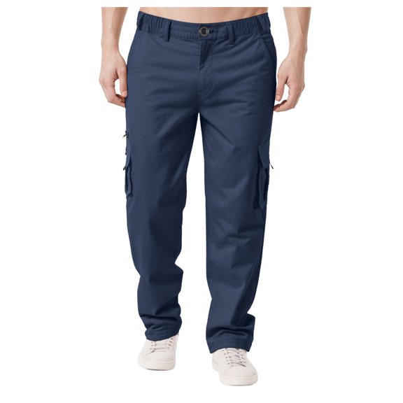 Casual Pants for Men Mens Cargo Pants Men's Solid Casual Outdoor Straight Pant Type Fitness Trousers with Multiple Pockets