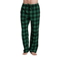 thumbnail image 1 of Casual Pants for Men Plaid Print Lounge Pants Loose Fit Drawstring Comfort Long Trousers for Men Green S, 1 of 6