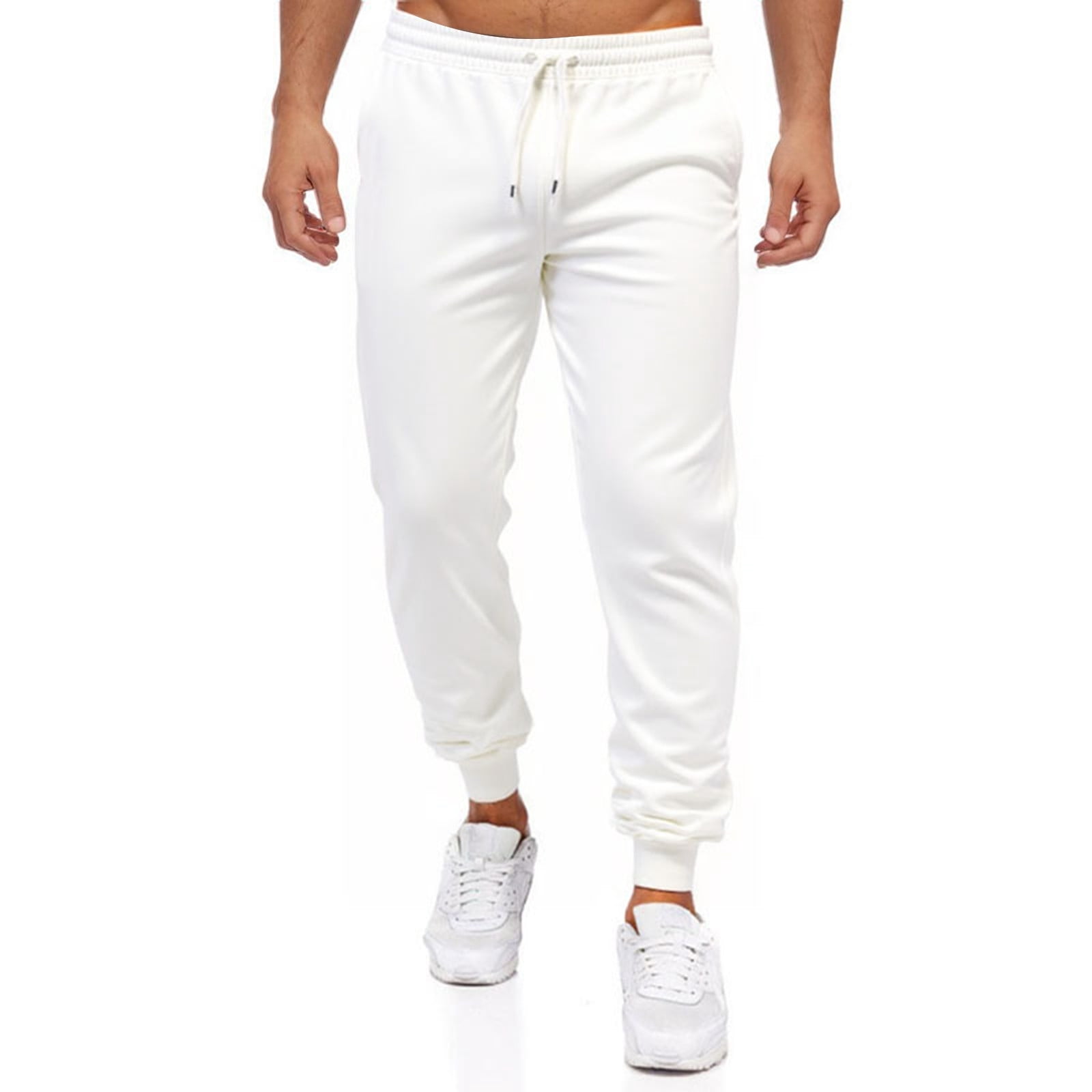 Casual Pants for Men Solid Color Elastic Waist Drawstring Beach ...