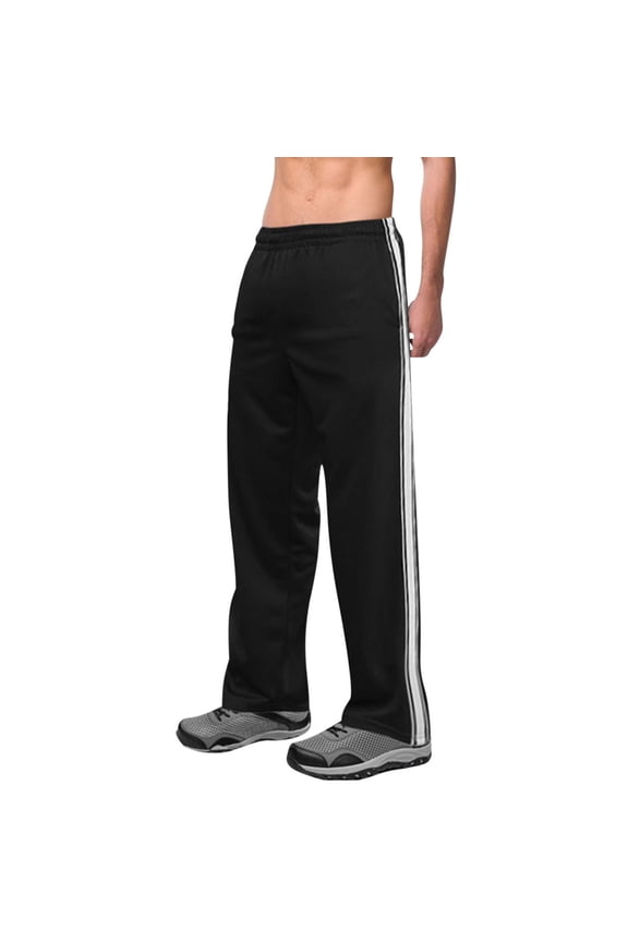 Casual Pants for Men Solid Color Wide Leg Track Pants Elastic Waist Sweatpants with Pockets, Black, XL