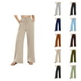 thumbnail image 1 of Casual Pants for Women 2025 Elastic High Waist Drawstring Wide Leg Floor Length Palazzo Pants with Pockets Trousers, 1 of 6