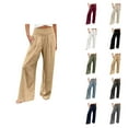 thumbnail image 1 of Casual Pants for Women 2025 Loose Fit Elastic High Waist Wide Leg Palazzo Pants with Pockets Summer Beach Trousers, 1 of 8