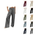 thumbnail image 1 of Casual Pants for Women 2025 Loose Fit Elastic High Waist Wide Leg Palazzo Pants with Pockets Summer Beach Trousers, 1 of 8