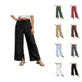 thumbnail image 1 of Casual Pants for Women 2026 Spring Summer Lightweight Elastic Waist Drawstring Side Split Hem Wide Leg Pants with Pockets, 1 of 6