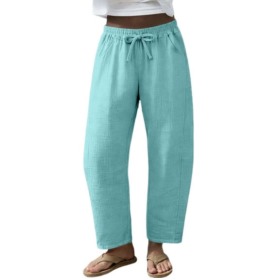 Casual Pants for Women 2026 Summer Barrel Sweat Baggy Barrel Wide Leg Elastic Waisted Gym Trousers Loose Comfortable Pants