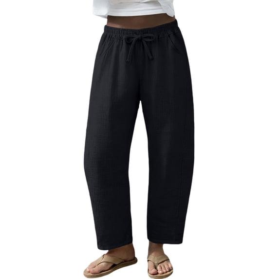 Casual Pants for Women 2026 Summer Barrel Sweat Baggy Barrel Wide Leg Elastic Waisted Gym Trousers Loose Comfortable Pants