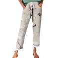 thumbnail image 1 of Casual Pants for Women Autumn Fragrant Linen Vintage Floral Print Pants Perfect for Spring Comfortable Straight Trousers Pants, 1 of 5