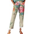 thumbnail image 1 of Casual Pants for Women Autumn Fragrant Linen Vintage Floral Print Pants Perfect for Spring Comfortable Straight Trousers Pants, 1 of 5