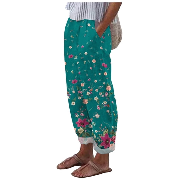 Casual Pants for Women Breathable with Pockets High Waist Comfy Lightweight Green Womens Trousers M