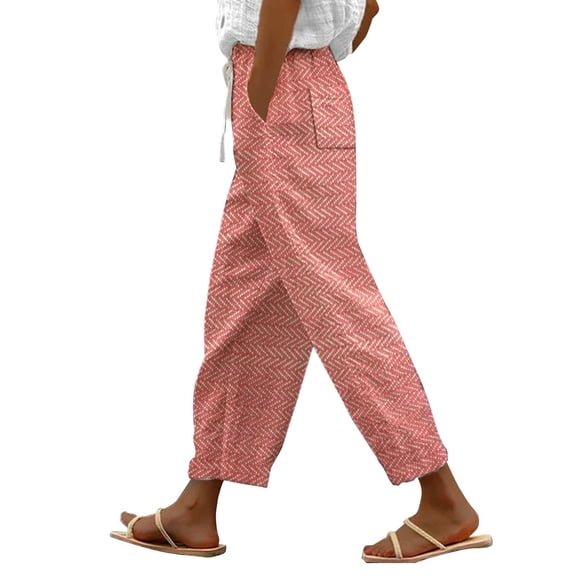 Casual Pants for Women Casual Daily Long Trousers Elastic Drawstring Waist Side Back Pocket Comfort Breathable Lightweight Orange XL