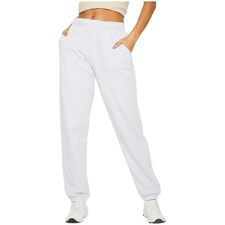 Casual Pants for Women Casual Solid Elastic Mid Waist Pockets Lady Long  Loose Bag Waist Pants