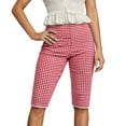 thumbnail image 1 of Casual Pants for Women Checkered Cropped Summer Thin Straight Leg Stretchy Plaid Bermuda Trousers Comfortable Skinny Womens Slacks Red XL, 1 of 5