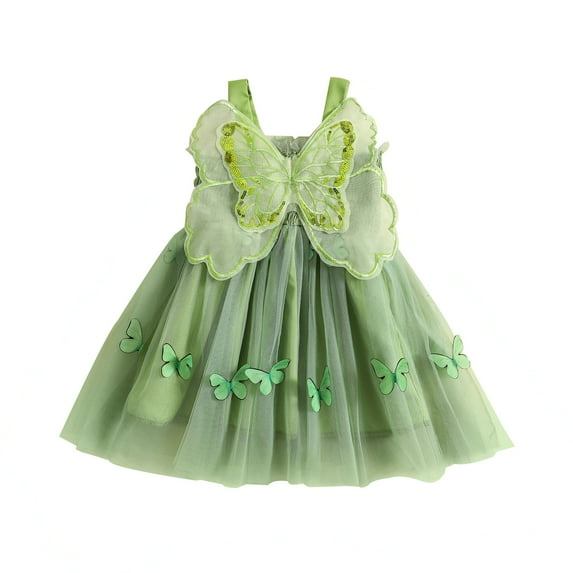 Musuos Girls Princess Dress 12 18 24M 3 4T Casual Sequin Butterfly Mesh Tulle A-Line Party Dress Summer Clothing