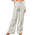 thumbnail image 1 of Casual Pants for Women Drawstring Striped Loose Wide Leg Trousers with Large Pockets, 1 of 5