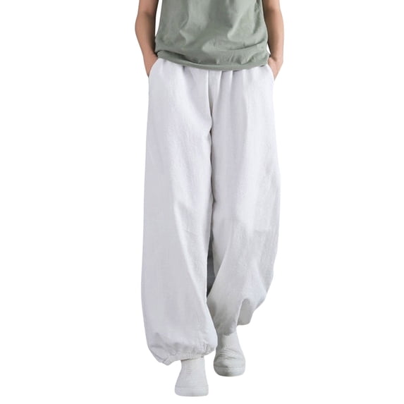 Casual Pants for Women Elastic Breathable Loose Waist Pocket Casual Trousers