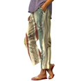 thumbnail image 1 of Casual Pants for Women Elastic Drawstring Waist Loose Straight Leg Summer Casual Linen Beach Pants with Pockets, 1 of 5
