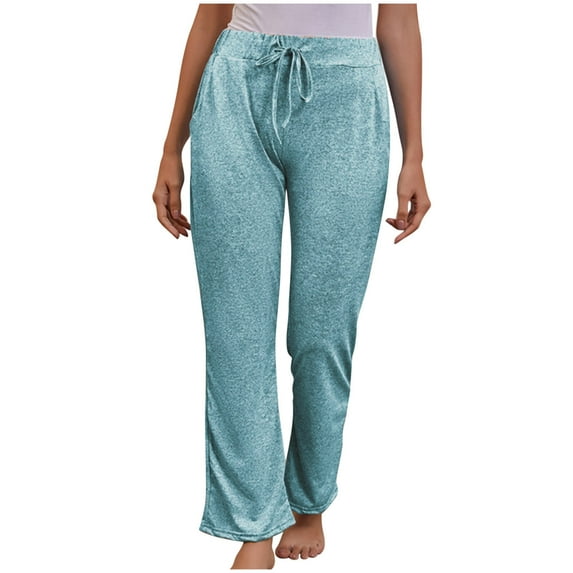 Casual Pants for Women Elastic Waist Drawstring Cotton Lounge Trousers Summer Comfy Baggy Workout Pants with Pockets