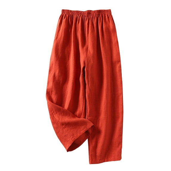 Casual Pants for Women Elastic Waist Loose Artistic Wide Leg Large Size Carrot Nine Point Spring Summer Blended Cotton And Linen Casual Pants