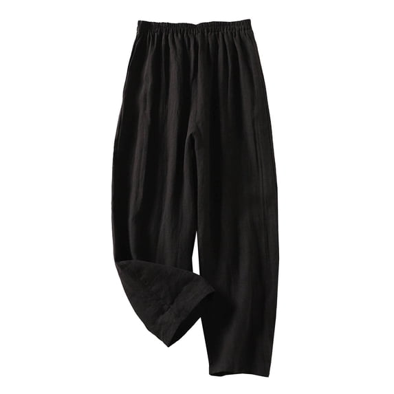 Casual Pants for Women Elastic Waist Loose Artistic Wide Leg Large Size Carrot Nine Point Spring Summer Blended Cotton And Linen Casual Pants