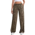 thumbnail image 1 of Casual Pants for Women Elastic Waist Loose Casual Patchwork Leopard Print Wide Leg Trousers, 1 of 3