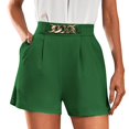 thumbnail image 1 of Casual Pants for Women Elegant High Waist Pleated Straight Leg Summer Shorts with Pockets, 1 of 5