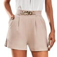 thumbnail image 1 of Casual Pants for Women Elegant High Waist Pleated Straight Leg Summer Shorts with Pockets, 1 of 5