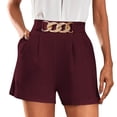 thumbnail image 1 of Casual Pants for Women Elegant High Waist Pleated Straight Leg Summer Shorts with Pockets, 1 of 5