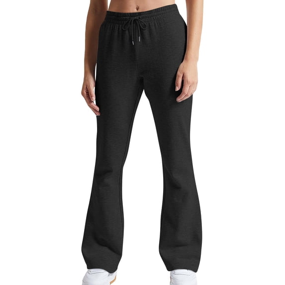 Casual Pants for Women Flare Sweatpants High Waisted Wide Leg Comfy Fleece Loose Fit Yoga Pants with Pockets