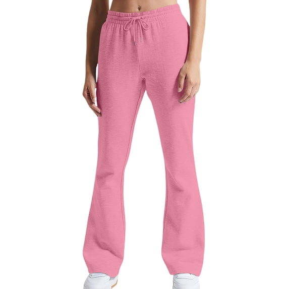 Casual Pants for Women Flare Sweatpants High Waisted Wide Leg Comfy Fleece Loose Fit Yoga Pants with Pockets