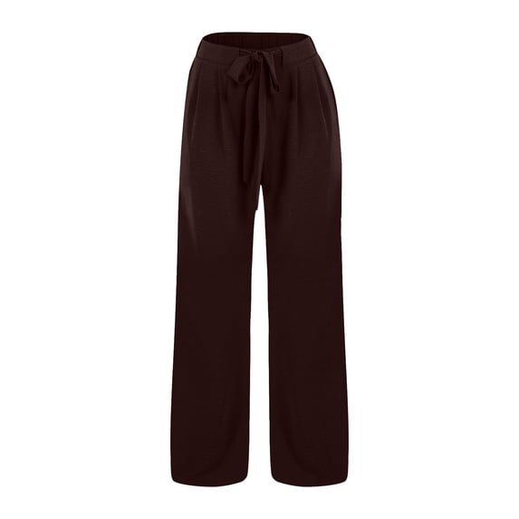 Casual Pants for Women High Waist Loose Cropped Linen Wide Leg Beach Harem Pants with Pockets