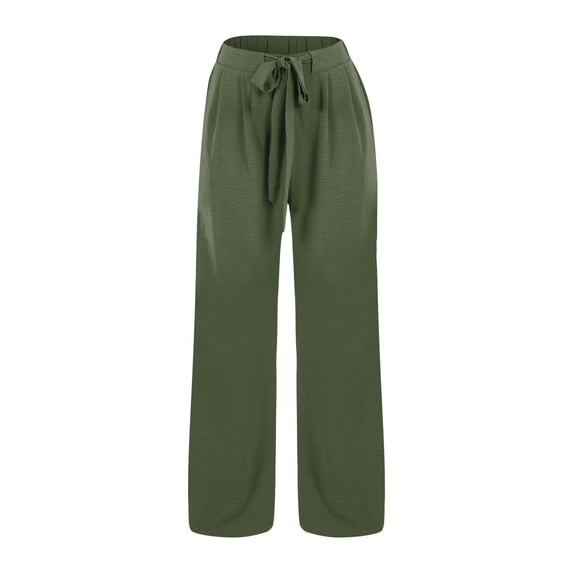 Casual Pants for Women High Waist Loose Cropped Linen Wide Leg Beach Harem Pants with Pockets