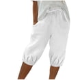 thumbnail image 1 of Casual Pants for Women High Waisted Knee Length Elastic Waist Summer Jogger Shorts with Pockets, 1 of 6