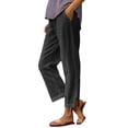 thumbnail image 1 of Casual Pants for Women High Waisted Straight Leg Linen Cropped Summer Casual Trousers for Senior Clothing, 1 of 5