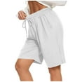 thumbnail image 1 of Casual Pants for Women Ladies Workout Elastic Waist Athletic Yoga Pant Pocketed Leisure Sports Shorts Womens Slacks White M, 1 of 6