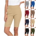thumbnail image 1 of Casual Pants for Women Ndbuld Women's Fashion Casual Solid Color Pants Pocket Elastic Waist Comfortable Short Pants Tourist Gray M, 1 of 6